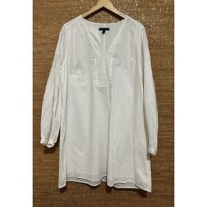 Banana Republic Embroidered A-Line White Dress XL